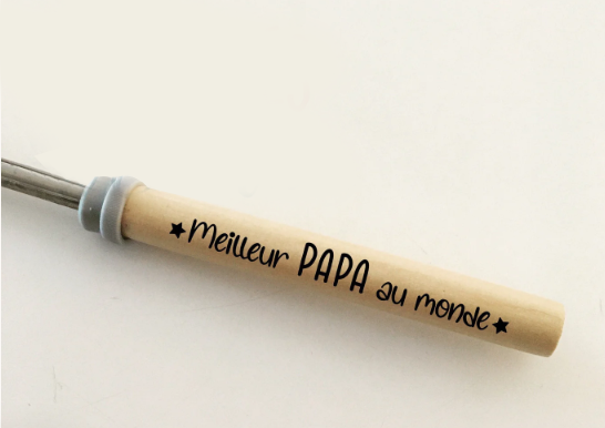 Baguette à guimauves en bois - télescopique - Meilleur papa du monde